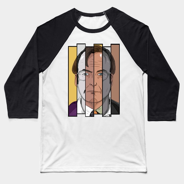 Saul Goodman, Jimmy McGill and Gene Takovic Baseball T-Shirt by Black Snow Comics